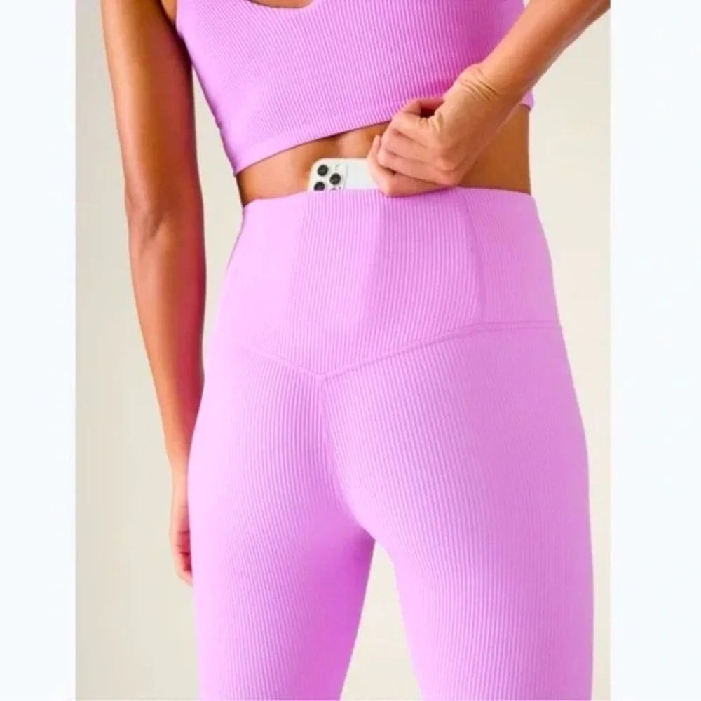 Athleta elation rib tight Aurora purple/pink size L‎ leggings